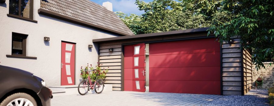 PORTE_DE_GARAGE_DECORATION_WEISZ_PARIS porte de garage à portillon et porte d'entrée assortie - Weisz