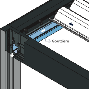 schéma d'évacuation de l'eau dans les poteaux d'une pergola à lames retractables - WEISZ