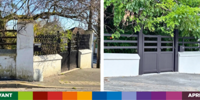 avant apres renovation portail + muret verrière le buisson
